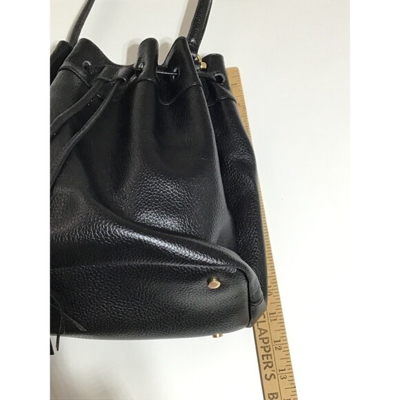 C Wonder Bucket Shopper Drawstring Tote Bag Shoulder Bag Black Pebbled Leather - Picture 16 of 16